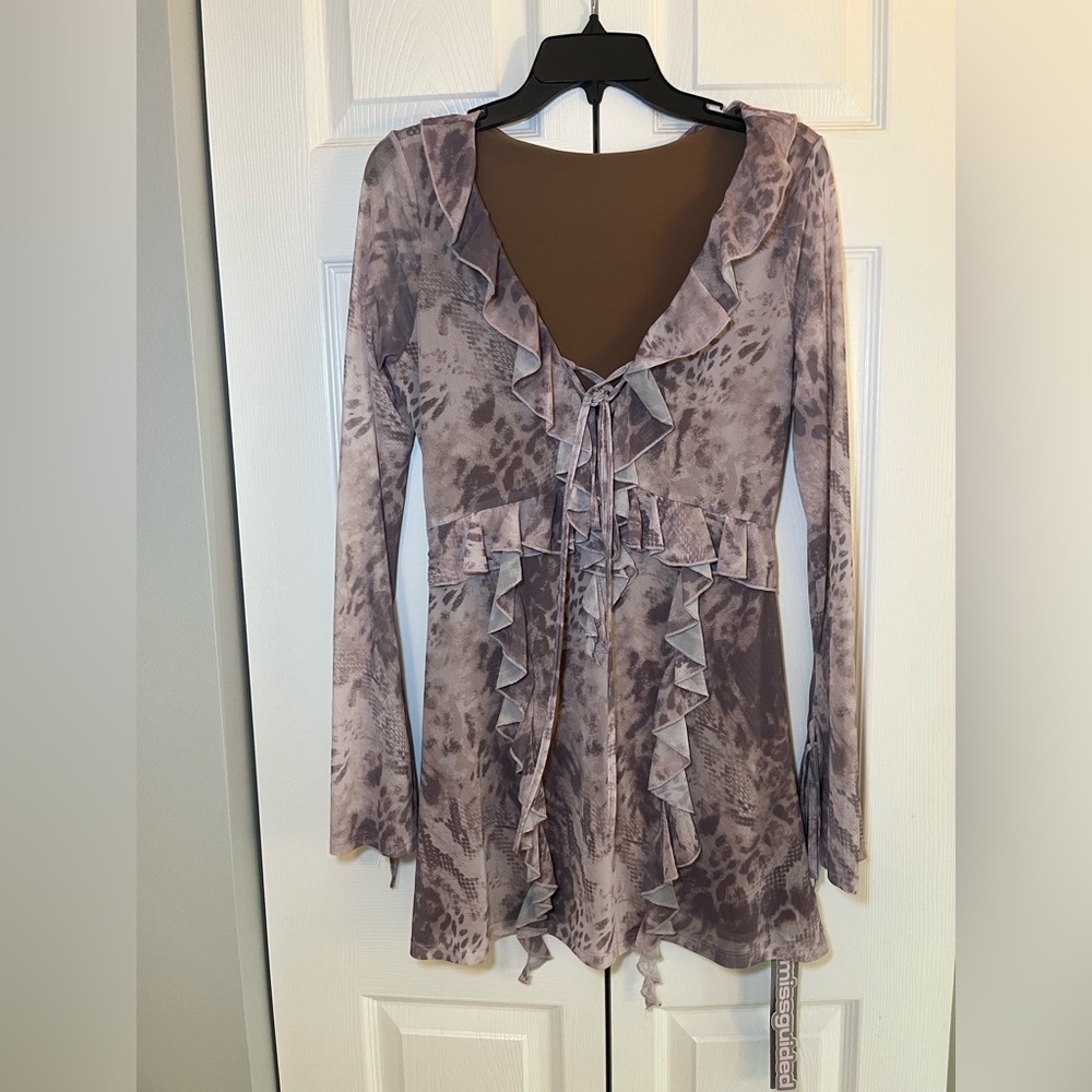NWT MISSGUIDED LIGHT PURPLE PRINT MINI DRESSS